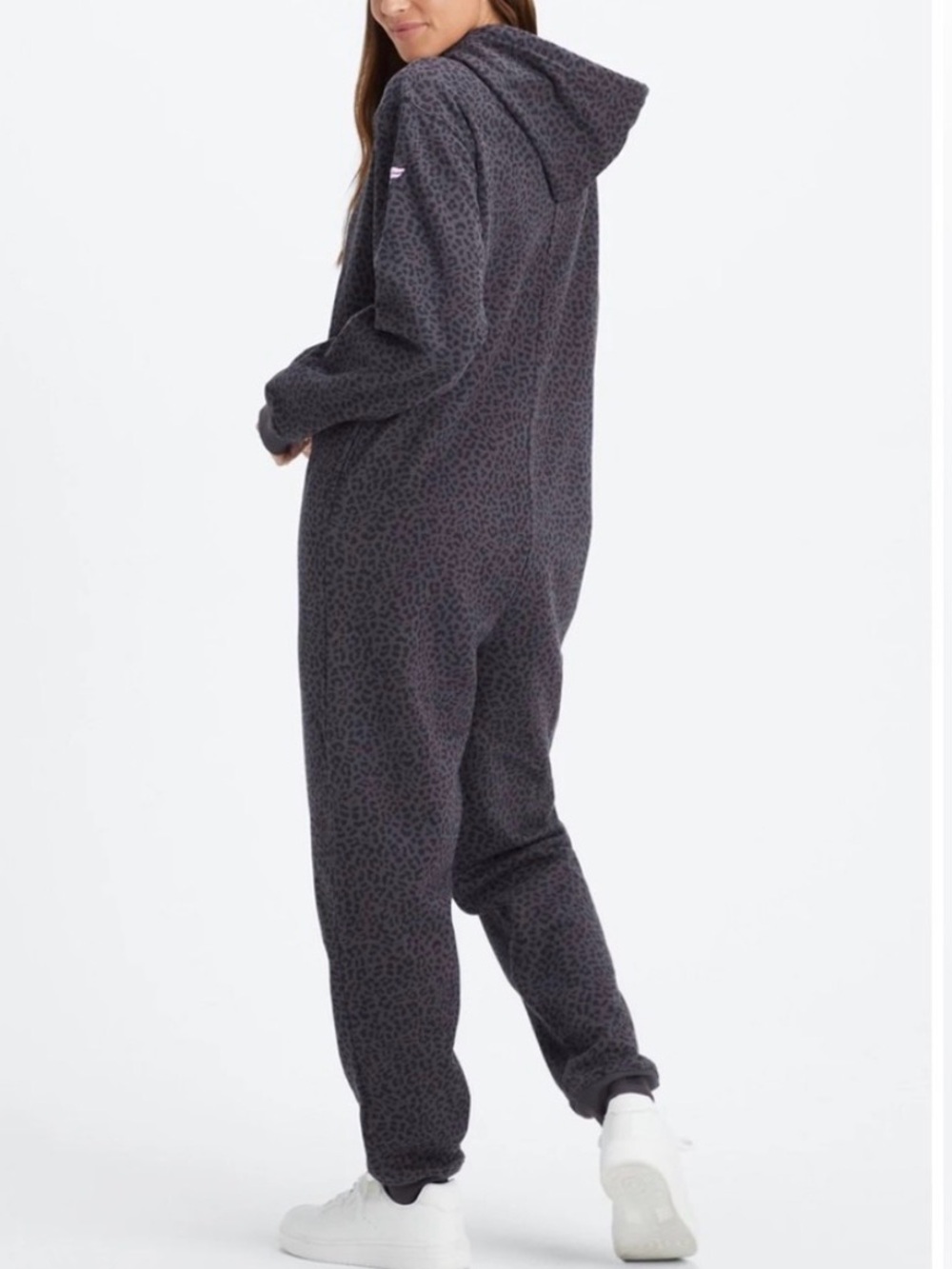 Fabletics Forever Fleece Hooded Onesie Leopard Print Pink Zip Small - Picture 2 of 9